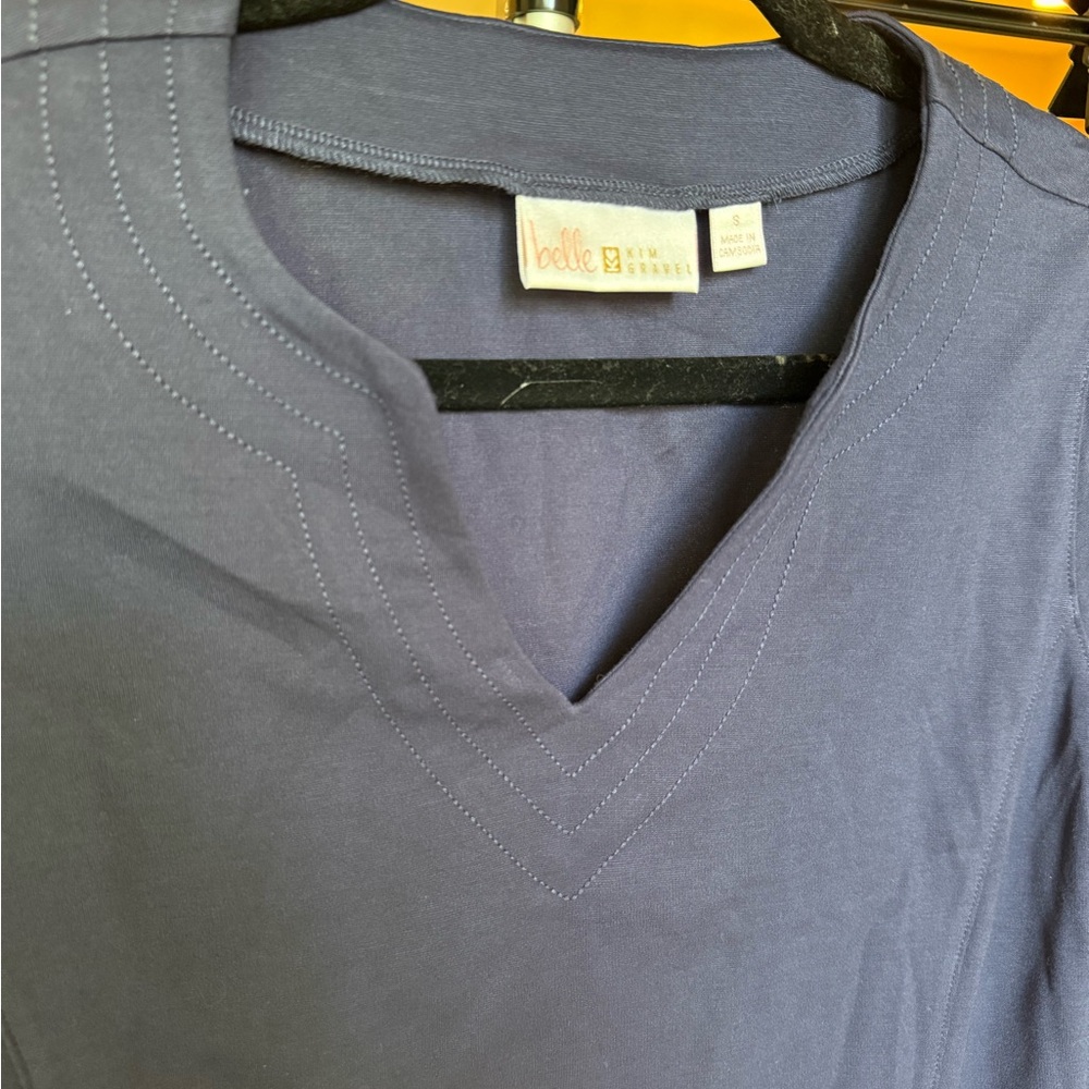 Belle by Kim Gravel Deep Blue V-Neck Tunic - Picture 4 of 7
